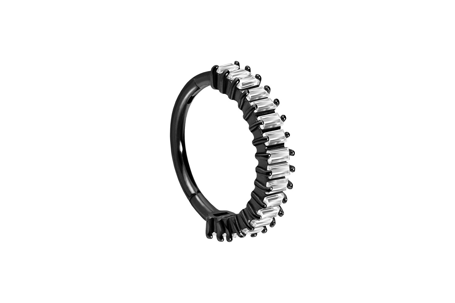 Chirurgenstahl Segmentring Clicker Piercing EINGEFASSTE KRISTALLRECHTECKE